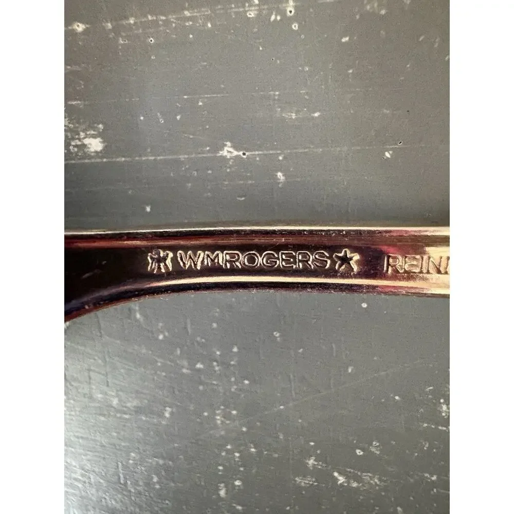 Vintage Wm Rogers & Son Starlight Silverplate Spoons Pair Dessert & Tablespoon